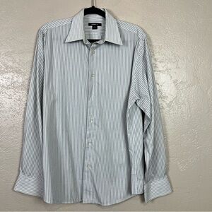 5 for $30 Express Shirt M Button Down Dress Mens Gray White Striped Classic Fit‎